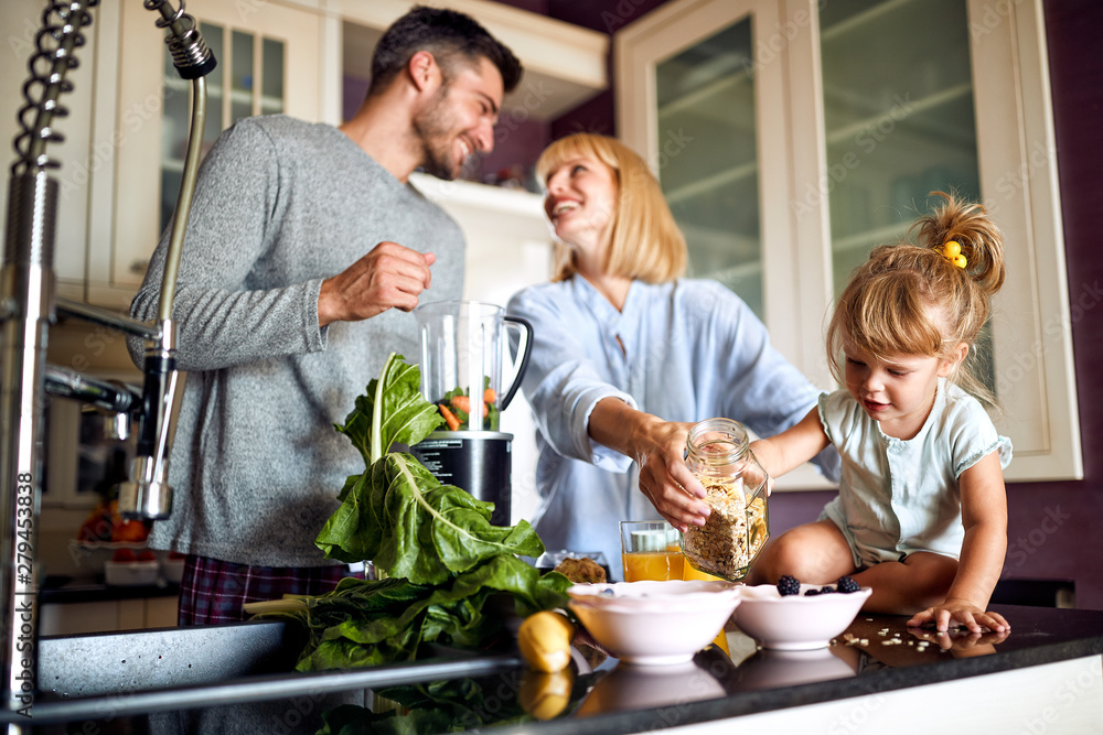 Happy family having breakfast Happy family having breakfast