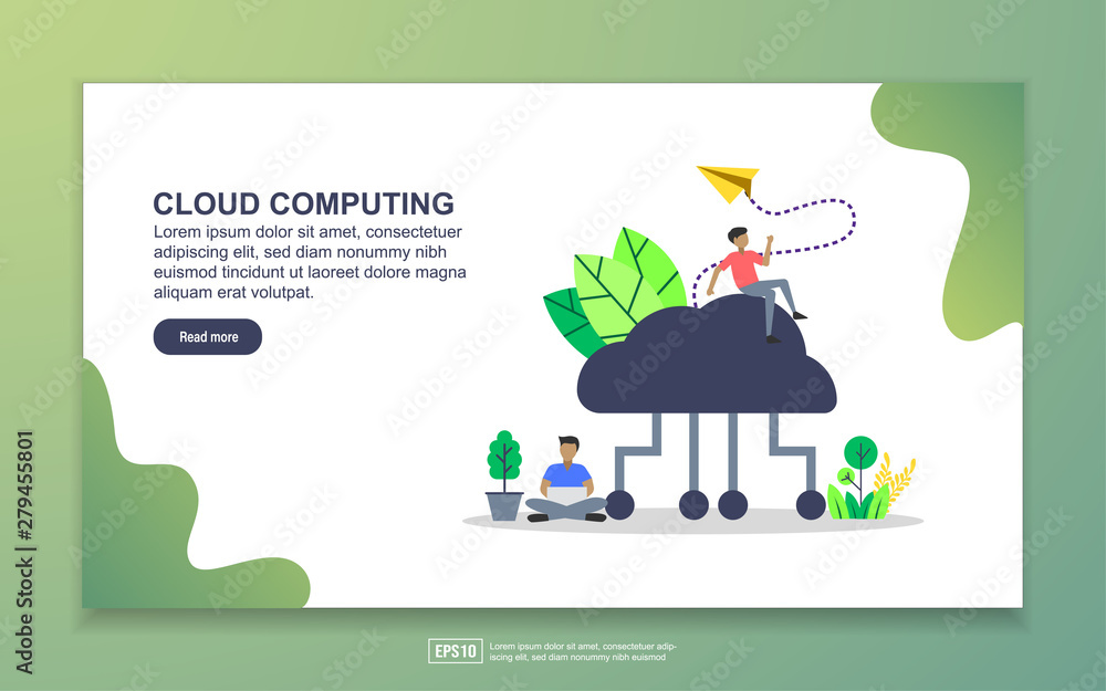 Fototapeta premium Vector illustration of cloud computing concept with tiny people character. Easy to edit and customize