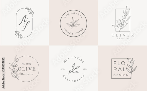 Set of Feminine Vector Signs or Logo Templates - Vector
