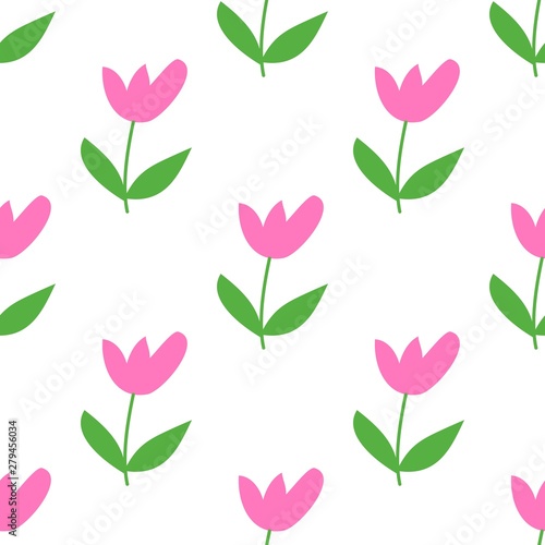 Cute floral seamless background with simple pattern © Chikpic