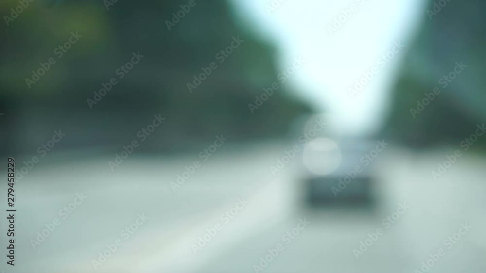 traffic video from inside the car, out of focus, far plan traffic video from inside the car, out of focus, far plan