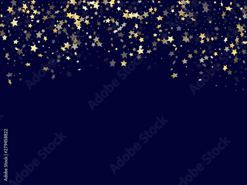 Gold falling star sparkle elements of glitter gradient vector background.