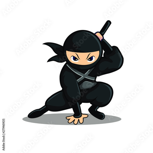black ninja cartoon ready to use sword