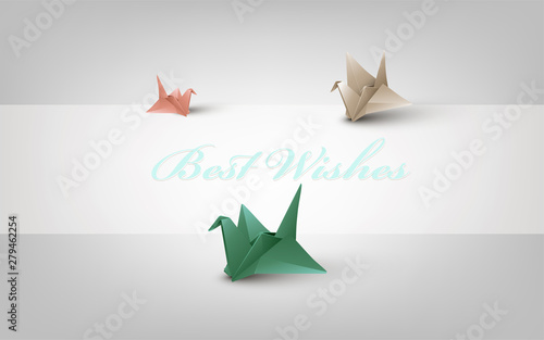 Background with colored paper cranes