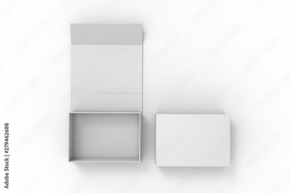 Blank folding box, 3d render illustration. Blank folding box, 3d render illustration.