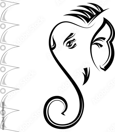 Ganesha Calligraphic Style Hand Drawn Design