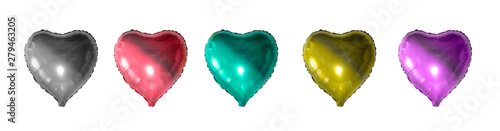 Set of Color foil heart balloon object for birthday party.