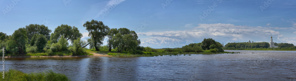 Panorama of the Volkhov river and Yuriev monastery in the vicinity of Novgorod Panorama of the Volkhov river and Yuriev monastery in the vicinity of Novgorod