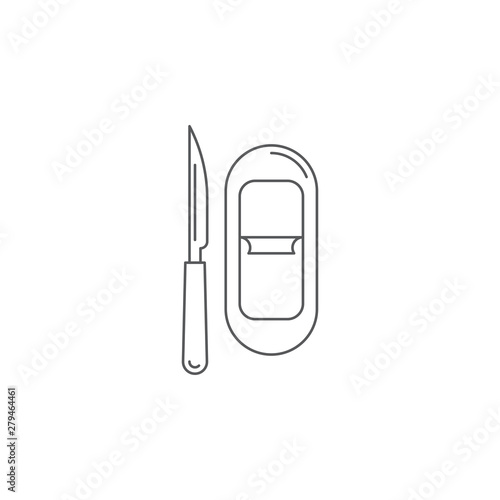 Butter bar and knife vector icon isolated on white background