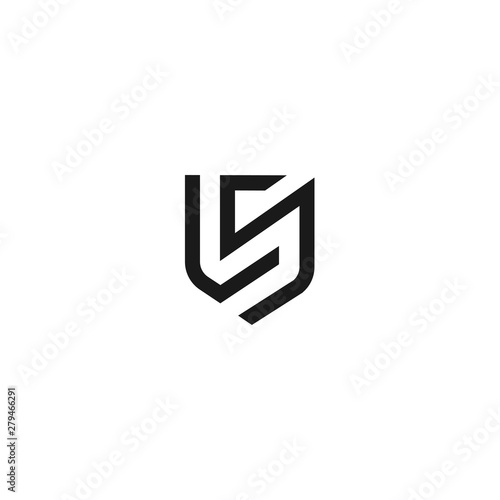 Abstract letter LS shield logo vector design template in isolated white background