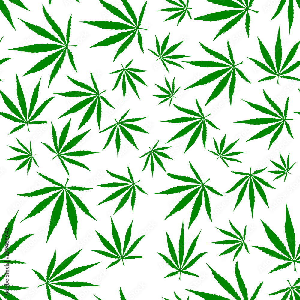 Fototapeta premium Cannabis leaves seamless pattern. Flat picture