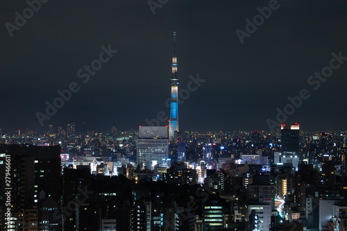Aerial view of Tokyo sky treein Tokyo, Japan