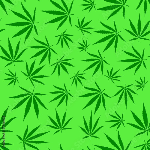 Cannabis leaves seamless pattern. Flat picture