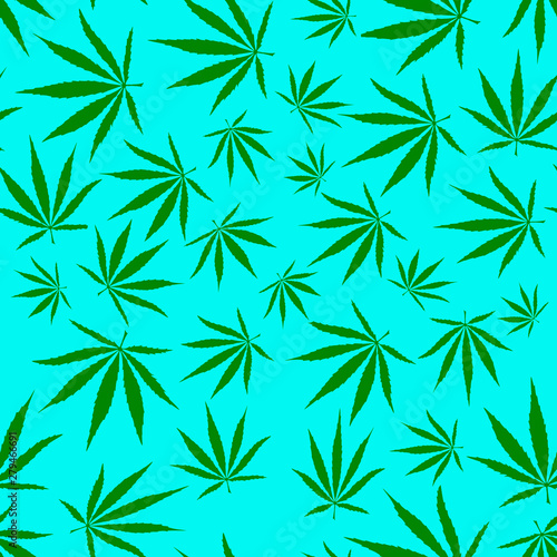 Cannabis leaves seamless pattern. Flat picture