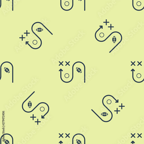 Blue Planning strategy concept icon isolated seamless pattern on white background. Soccer or american football cup formation and tactic.  Vector Illustration