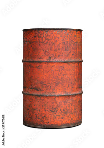 old tank contain fuel on white background clipping path