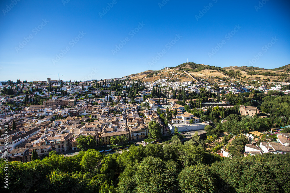 Views of the Albaicin from the Alhambra. Andalucia, Granada