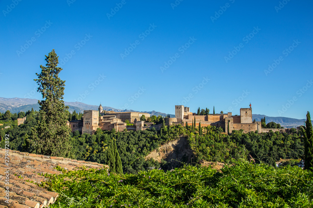 Views of the Alhambra from the Albaicin neighborhood. Andalucia, Granada