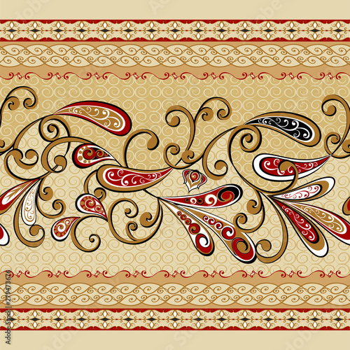 Seamless vintage borders. Traditional East style, ornamental floral elements. Ornamental floral elements for design card, invitation, brochure, book, magazine.