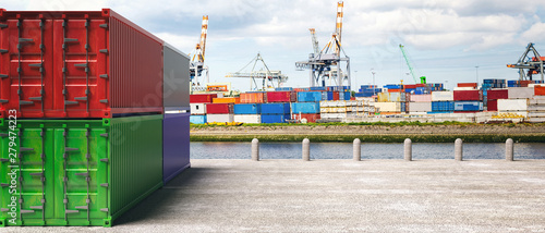 Fotografie Cargo containers, harbor background