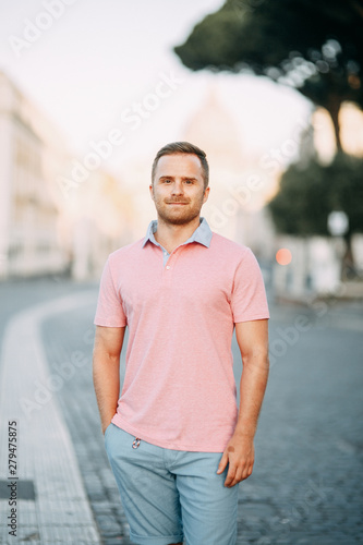 Italian flavor and places for photo shoots. Portraits of a young man in Rome.