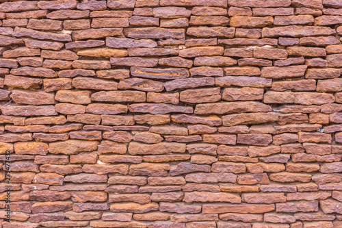 Traditional stacked stone wall in an historic building.