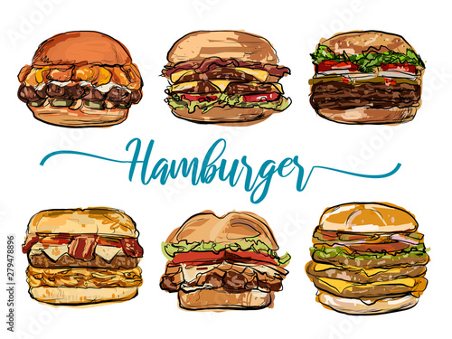 Hand drawn hamburger vector illustration 