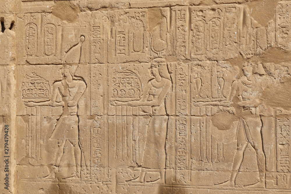 Scene from Edfu Temple in Edfu, Egypt Scene from Edfu Temple in Edfu, Egypt