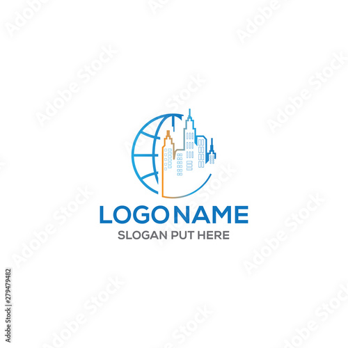 Global city logo design template