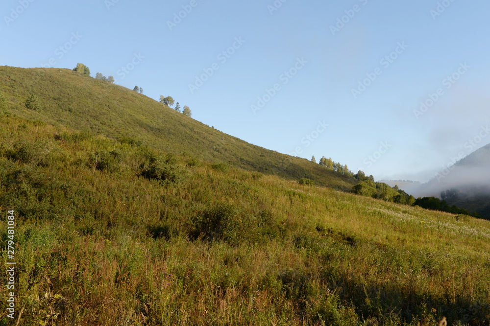 Fototapeta premium Early morning in the mountains of Altai Krai. Western Siberia