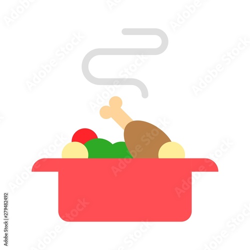 Stew pot vector, Chirstmas menu flat style icon