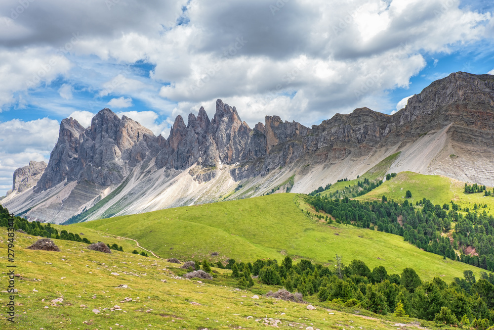 Beautiful hiking area in the dolomite mountains