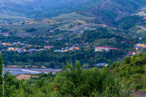 Panorama of the village Lagich at sunrise © alexmu