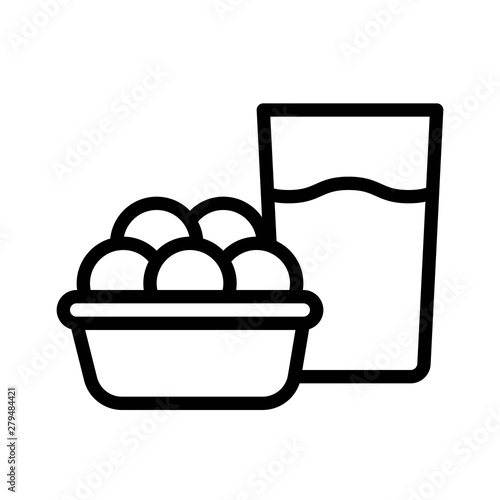 Cookies and milk vector, Chirstmas menu line style icon, editable outline