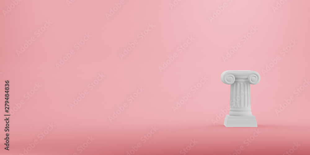 Abstract podium column on the pink background. The victory pedestal is a minimalist concept. Free space for text. 3D rendering. Abstract podium column on the pink background. The victory pedestal is a minimalist concept. Free space for text. 3D rendering.
