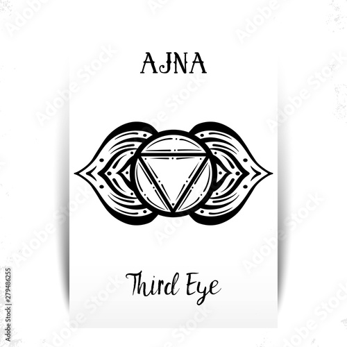 Circle mandala pattern. Ajna chakra vector illustration.