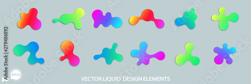 Big Set of bright liquid design elements.