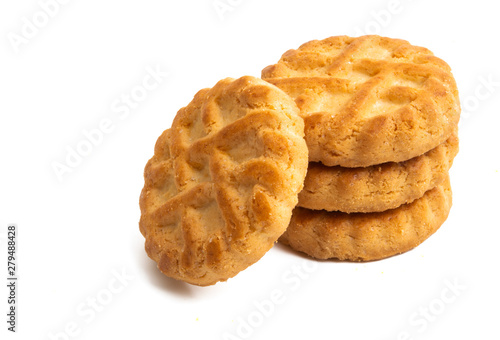 round butter cookies isolated