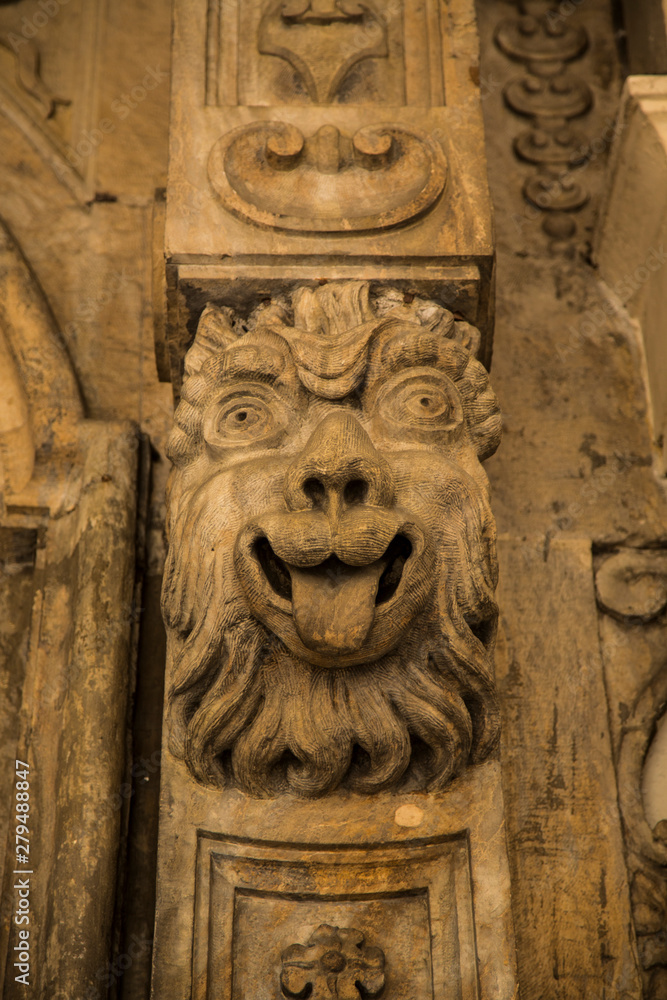 medieval monster detail in a church