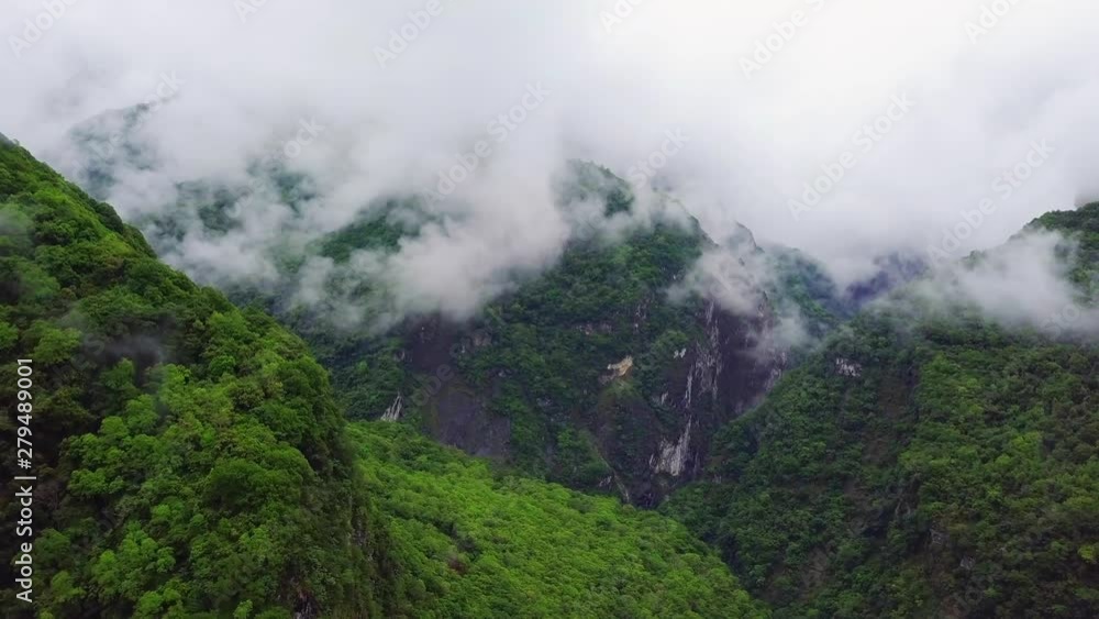 Clouds over Hills at Taroko Gorge National Park in Taiwan. Aerial View Clouds over Hills at Taroko Gorge National Park in Taiwan. Aerial View
