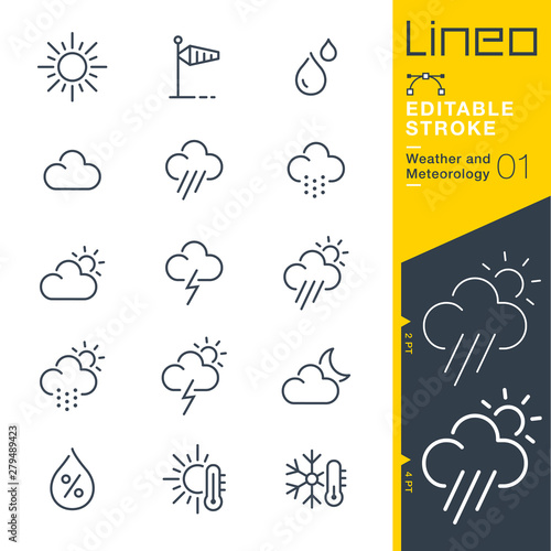 Lineo Editable Stroke - Weather and Meteorology line icons