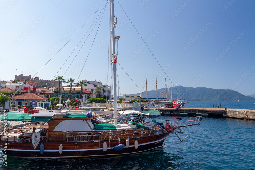 Port Marmaris. The yacht is moored.