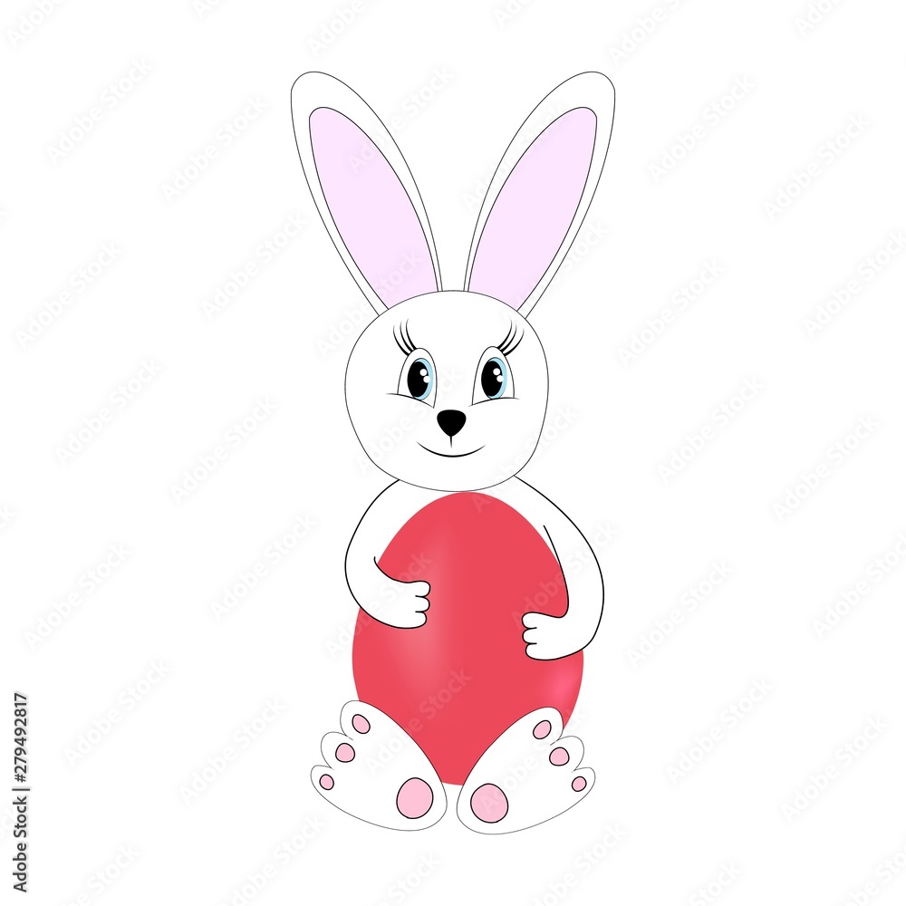 Obraz premium Easter bunny and egg to holiday. Modern stylish abstract card for greeting. Egg rabbit. Symbol love, life, spring. Colorful template for prints, banner, card, label. Symbol design. Vector illustration