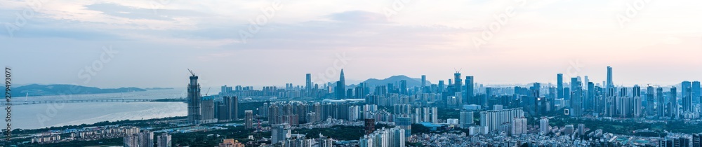 Panorama of Nanshan District, Shenzhen, Guangdong, China