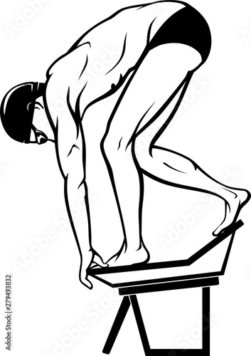 Male Swimmer on Diving Platform, Ready
