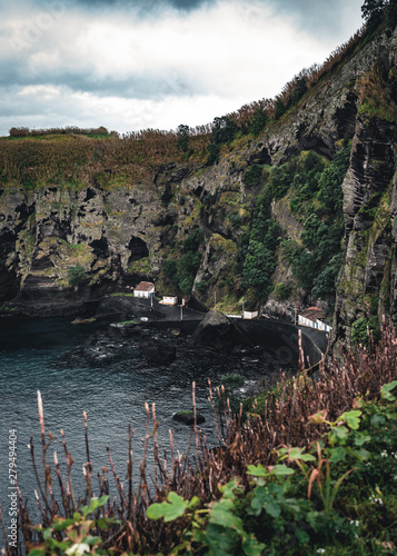 North coast Landscape over Capelas town on Sao Miguel island, Azores archipelago, Portugal. Miradouro do Porto das Capelas. photo