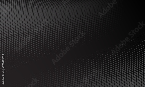Black texture background, digital internet presentation design. Vector black color halftone, modern trend abstract motion pattern effect background