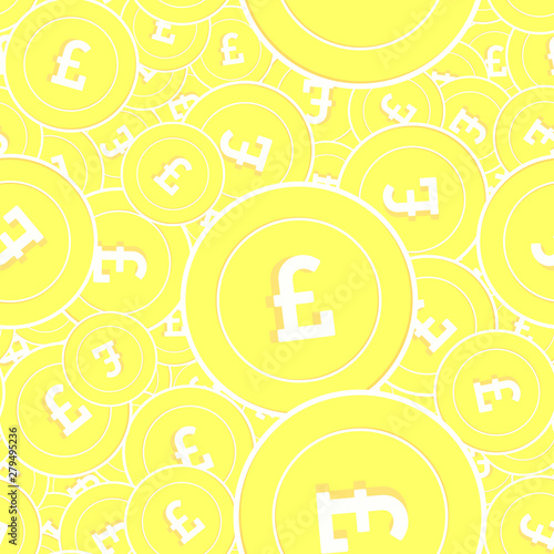 British pound gold coins seamless pattern. Bewitch