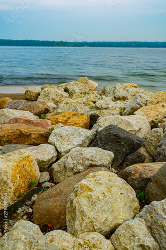 stones in the beach at Barrie Ontario Canada