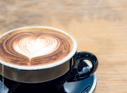 Black Coffee cup on wood table